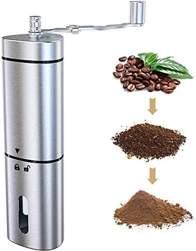 Manual Coffee Grinder, Hand Coffee Grinder with Adjustable Setting, Conical Ceramic Burr, Triangular Stainless Steel Mill with Foldable Handle Manual Burr Grinder
