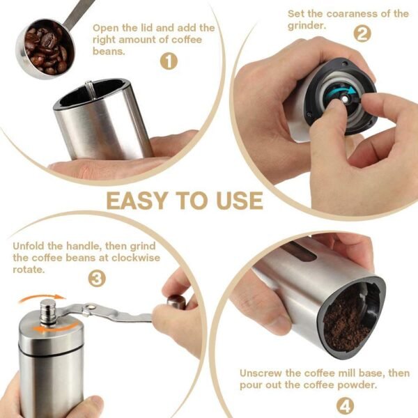 Manual Coffee Grinder, Hand Coffee Grinder with Adjustable Setting, Conical Ceramic Burr, Triangular Stainless Steel Mill with Foldable Handle Manual Burr Grinder