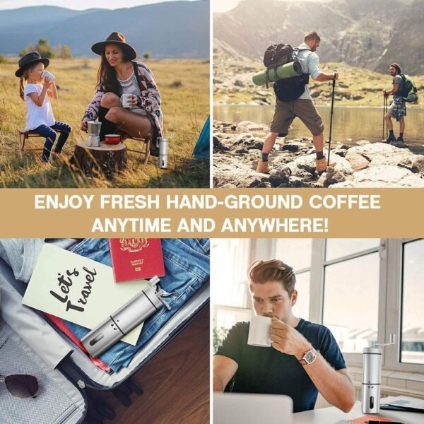 Manual Coffee Grinder, Hand Coffee Grinder with Adjustable Setting, Conical Ceramic Burr, Triangular Stainless Steel Mill with Foldable Handle Manual Burr Grinder