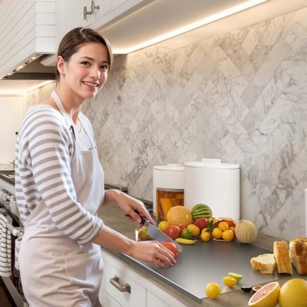 42 cm x 32 CM Medium Stainless Steel Kitchen Counter Top/Platform Chopping Board,Worktop Cutting & Chopping, with Lip Bend and