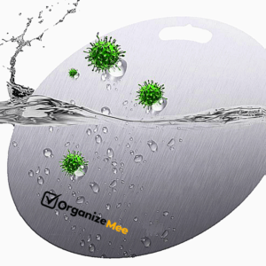 ORGANIZEMEE Steel Chopping Board Cutting,Food-Grade Chopping Cutting Slicing Serving Cut Board for Fruits Vegetables Meat Cheese Pizza Dough for Chefs Kitchen Home Size:(31 cm Round X 1.5 mm Thick)