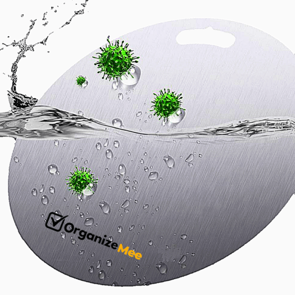 ORGANIZEMEE Steel Chopping Board Cutting,Food-Grade Chopping Cutting Slicing Serving Cut Board for Fruits Vegetables Meat Cheese Pizza Dough for Chefs Kitchen Home Size:(31 cm Round X 1.5 mm Thick)