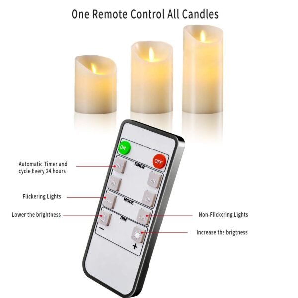 Flameless LED Candle Flickering Real Wax Faux Wick Moving Flame Effect Set of 3 Ivory Real Wax Pillar LED Candles Battery Operated with Remote Controller
