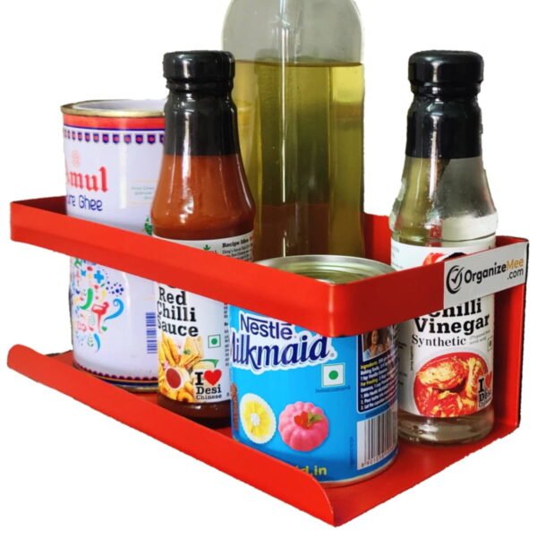 Red magnetic kitchen organizer storage spice rack , Utilize side space of fridge,washing machine & microwave oven