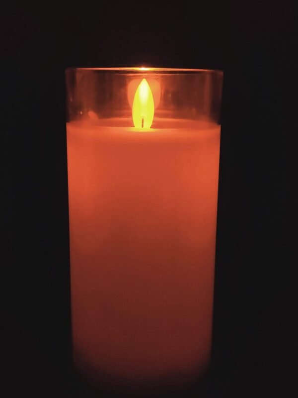 Flameless LED Glass Pillar Candle 3xAAA Battery Powered 6"x3" Flickering Effect Real Wax with Faux Wick Moving Flame Single Steady Candle Light, Remote Controller with Timer (Brown,Pack of 1)