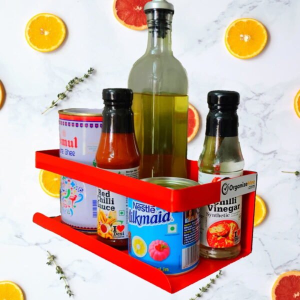 Red magnetic kitchen organizer storage spice rack , Utilize side space of fridge,washing machine & microwave oven