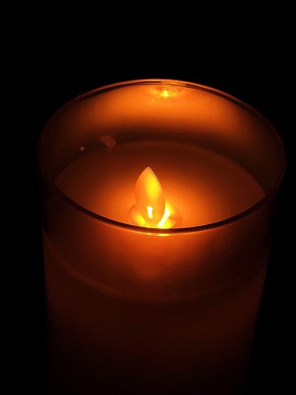 Flameless LED Glass Pillar Candle 3xAAA Battery Powered 6"x3" Flickering Effect Real Wax with Faux Wick Moving Flame Single Steady Candle Light, Remote Controller with Timer (Brown,Pack of 1)