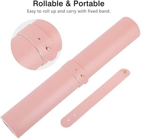 PU Leather Desk Pad Protector,Mouse Pad,Office Desk Mat,Non-Slip Vegan Leather Desk Blotter,Laptop Desk Pad,Waterproof Desk Writing Pad for Office and Home 70CM*35CM (Light Blue/Pink)