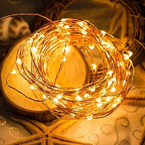 10 Meters 100 LED Copper Wire Warm White Lights Waterproof with Remote and Mode Functions and Timer USB Powered Decorative LED