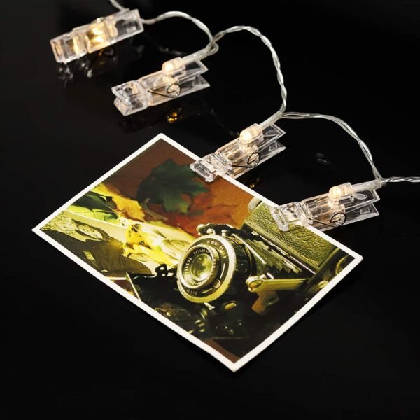 Photo Hanging String Lights Warm White 3 Meters 30 Clips