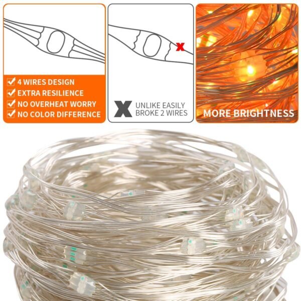 RGB LED Copper Wire String Lights with Remote Controller and Timer IP65 Waterproof 16 Colors 4 Modes 10 Meters