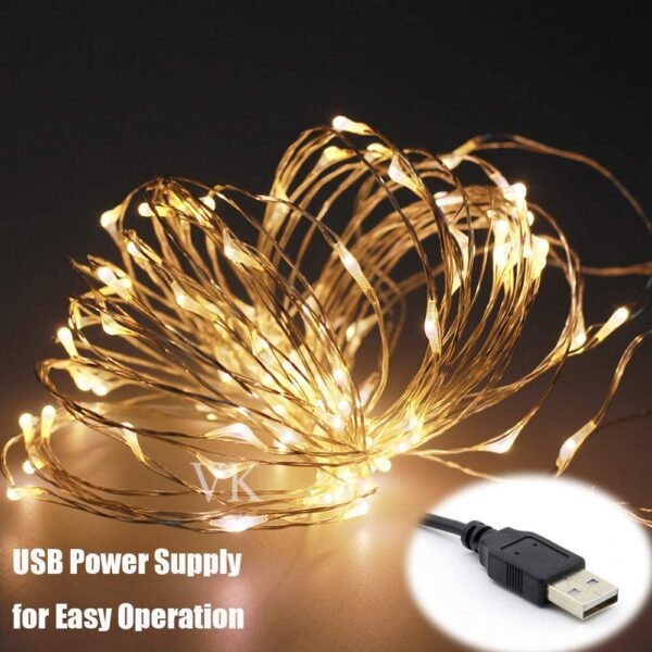 20 Meters 200 LED Copper String Lights IP65 Waterproof USB Powered Warm White