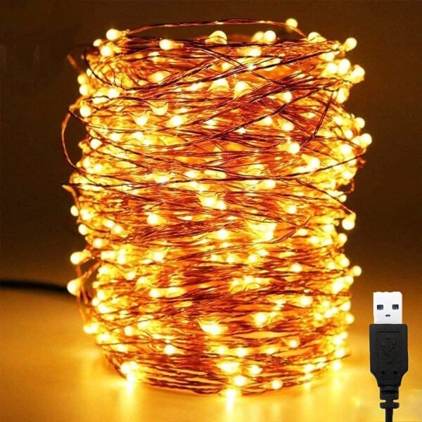 20 Meters 200 LED Copper String Lights IP65 Waterproof USB Powered Warm White