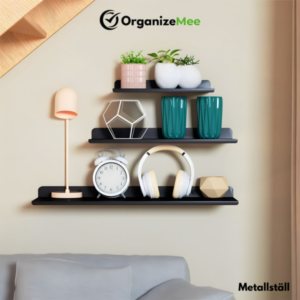 Set of 3 Metal Wall Mounted Shelves rack,Bluetooth Speaker,Wi-Fi Camera Stand Corner Floating Shelf for Living Room & Bedroom,Home Decor Items Plant Pot mounting Racks (Black)