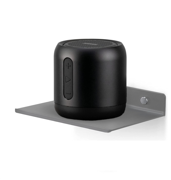 Metal Small Wall Mounted Shelves,Bluetooth Speaker,Wi-Fi Camera Stand Corner Floating Shelf for Living Room & Bedroom,Home Decor Items Plant Pot mounting Racks [15.5 X12.5Cm] Qty 1 (Grey)