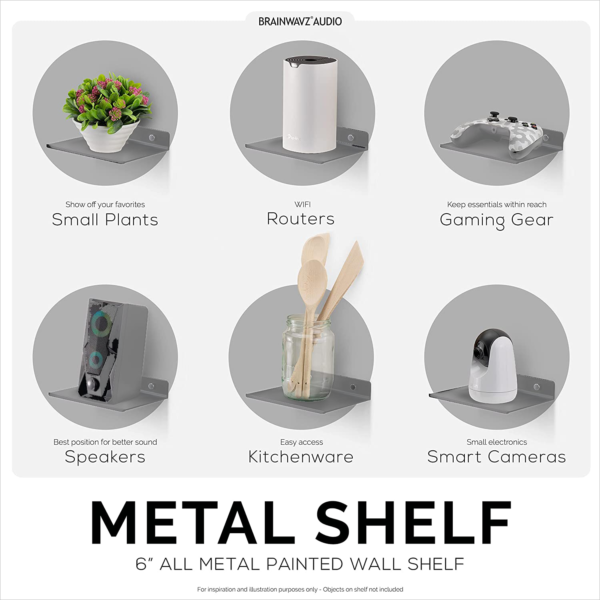 Metal Small Wall Mounted Shelves,Bluetooth Speaker,Wi-Fi Camera Stand Corner Floating Shelf for Living Room & Bedroom,Home Decor Items Plant Pot mounting Racks [15.5 X12.5Cm] Qty 1 (Grey)