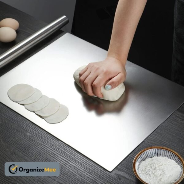 42 cm x 32 CM Medium Stainless Steel Kitchen Counter Top/Platform Chopping Board,Worktop Cutting & Chopping, with Lip Bend and