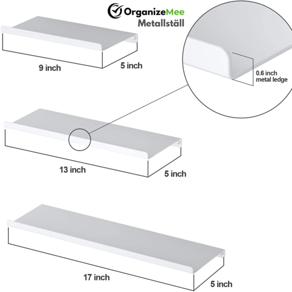 Set of 3 Metal Wall Mounted Shelves rack,Bluetooth Speaker,Wi-Fi Camera Stand Corner Floating Shelf for Living Room & Bedroom,Home Decor Items Plant Pot mounting Racks (White)