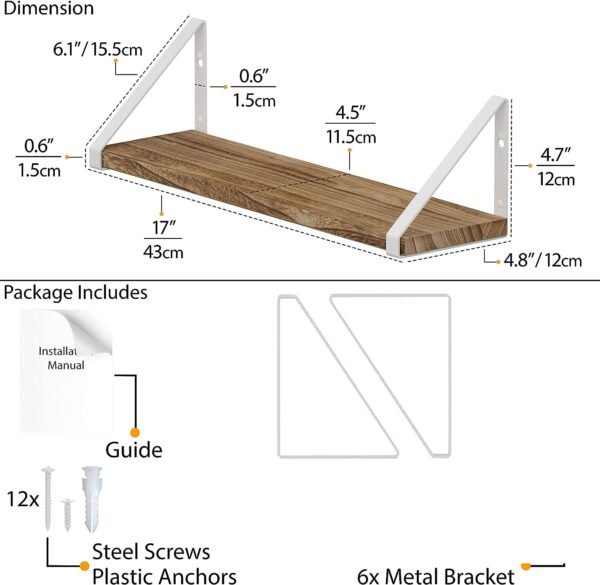 Metal Angle support for floating shelf WHITE Qty 2