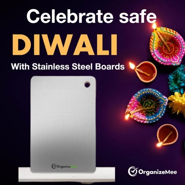 Large 36CM X 25CM  Chopping Board Stainless Steel with Anti-Skid Silicon Pad Metal Cutting Kitchen,Heavy Duty Choping-Board Vegetable, Meats vegitable Chopper Boards,Safe Durable  (Large)(36CM X 25CM)