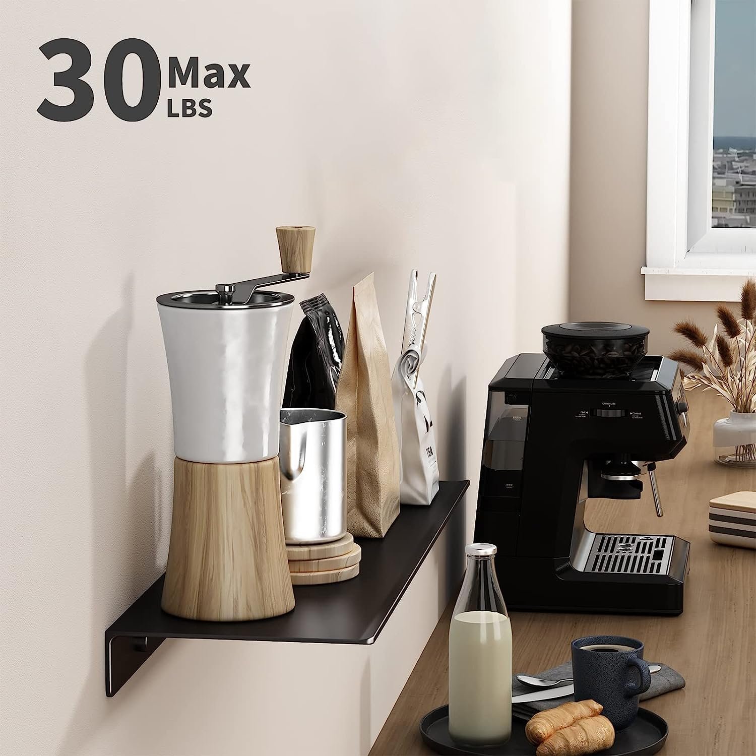 OrganizeMee - 9 inch Metal Small Wall Mounted Shelves,Bluetooth Speaker,Wi-Fi Camera Stand Corner Floating Shelf for Living Room & Bedroom,Home Decor Items Plant Pot mounting Racks, Speaker Stand(Black)