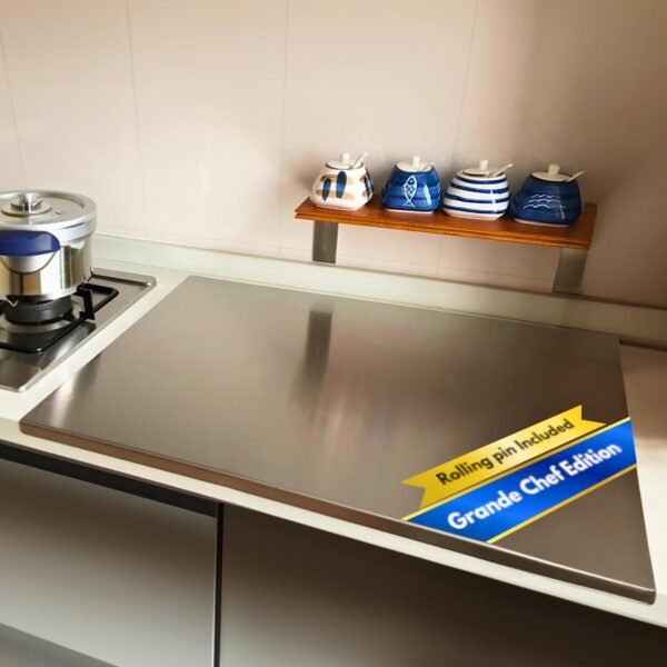 XXL 83CM X 60CM with 2 Cm Lip Steel Chopping Board for Kitchen Large | Fruits and Vegetables Cutting Extra Big Cutting Board Platform Countertop Pad Cutter